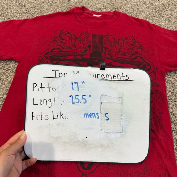 Vintage Y2K Jesus Cross Men's Sm Red Tribal Tough Love Affliction Style T Shirt - Picture 6 of 6